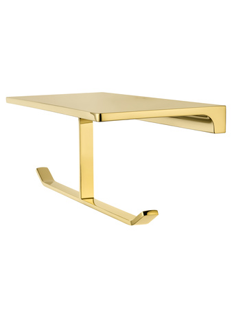 Двойной держатель для туалетной бумаги с полкой WONZON & WOGHAND ECLIPSE, глянцевое золото WW-9156-LG