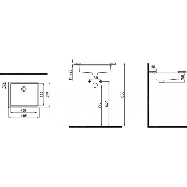 Раковина страиваемая снизу (46х39) Bien Infinitum INLA04001FD0W5000