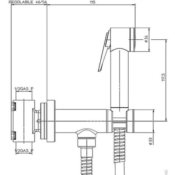 Гигиенический душ со смесителем Bossini Paloma Flat E37015B.073 черный матовый