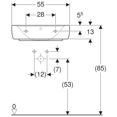 Раковина накладная Geberit Renova Nr. 1 Plan (55x44) 225155