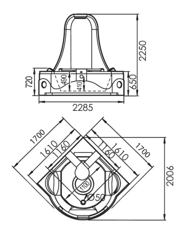 Акриловая ванна (170х170) Gemy G9070 K с гидромассажем, универсальная