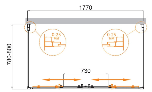 Душевой уголок (180х80) CEZARES MOLVENO MOLVENO-AH-2/2-180/80-C-Cr-IV