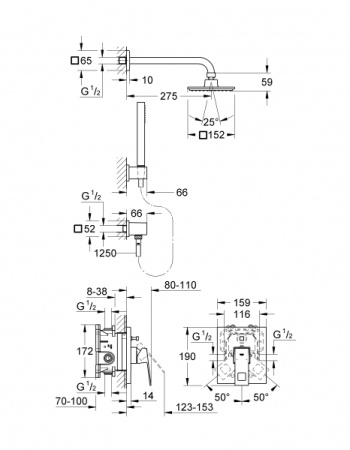 Комплект для ванной комнаты Grohe Eurocube 23409 000 (23409000) хром 