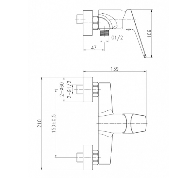 Смеситель для душа Cersanit FLAVIS 63036 Смеситель для душа Cersanit FLAVIS 63036