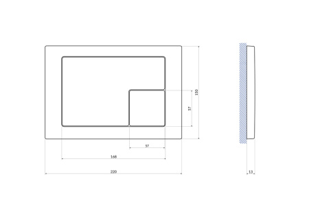 Кнопка Cersanit CORNER пластик хром матовый 64107