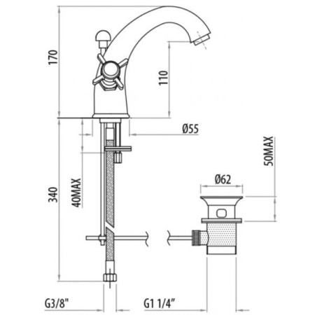 Смеситель для раковины с донным клапаном Tiffany World London TW1732017C0cr