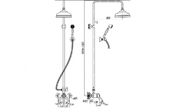 Душевой гарнитур Cezares Lira LIRA-C-CD-BLC