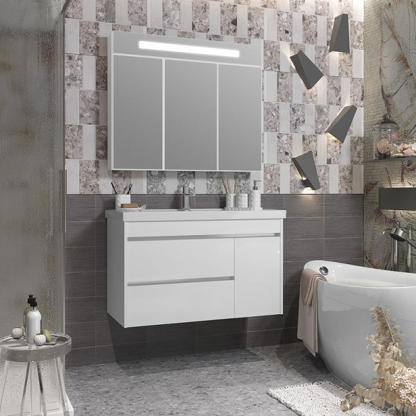 Тумба под раковину Opadiris Фреш 100  00-00007083 белый/белый (без раковины)