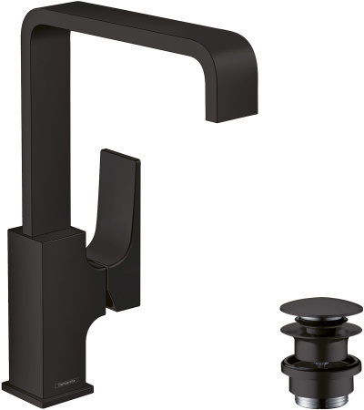 Смеситель для раковины с донным клапаном Push-Open Hansgrohe Metropol 32511670 черный матовый