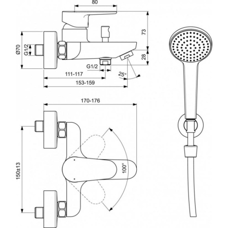 Смеситель для ванны Ideal Standard CERAFINE O BC706XG