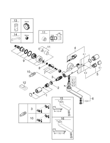 Термостатический смеситель для раковины Grohe Eurosmart Cosmopolitan E 36455 000 (36455000) хром