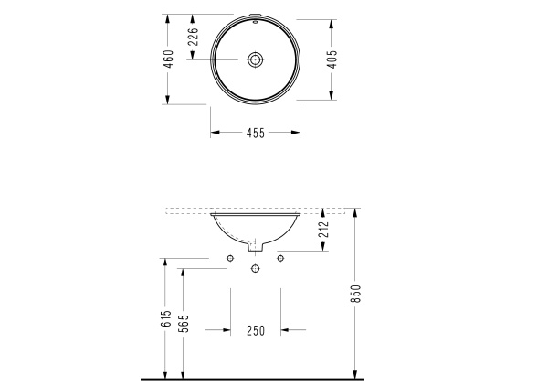 Раковина встраиваемая снизу (45,5х40,5) Serel 591
