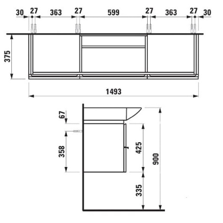 Тумба под раковину Laufen Palace New 4.0135.2.075.475.1