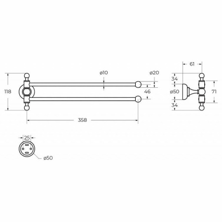 Полотенцедержатель Cezares Aphrodite APHRODITE-TD09-03/24-M