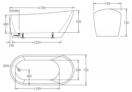 Ванна акриловая BelBagno BB62-1700