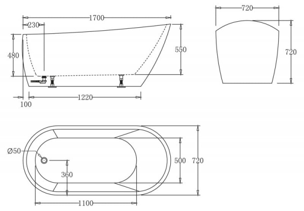 Ванна акриловая BelBagno BB62-1700 Ванна акриловая BelBagno BB62-1700