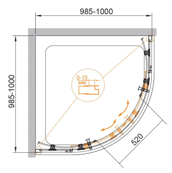 Душевой уголок (100х100) CEZARES ECO ECO-O-R-2-100-C-NERO