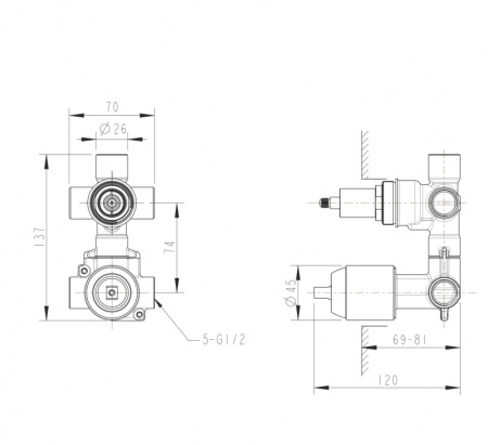 Внутреняя часть для смесителя Bravat Built-in D969C-A-RUS