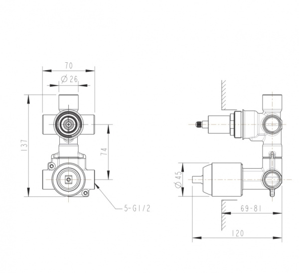 Внутреняя часть для смесителя Bravat Built-in D969C-A-RUS
