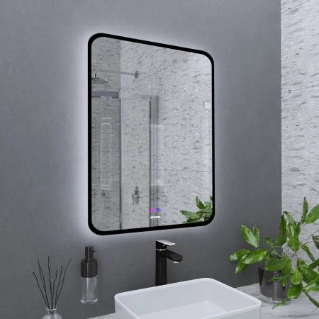 Зеркало (60х80) Grossman ELEGANS-норма BLACK 1760802 LED с сенсорным выключателем и подогревом