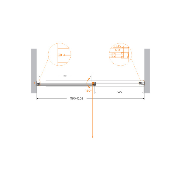 Душевая дверь (120х195) CEZARES URBAN URBAN-B-12-120-C-NERO
