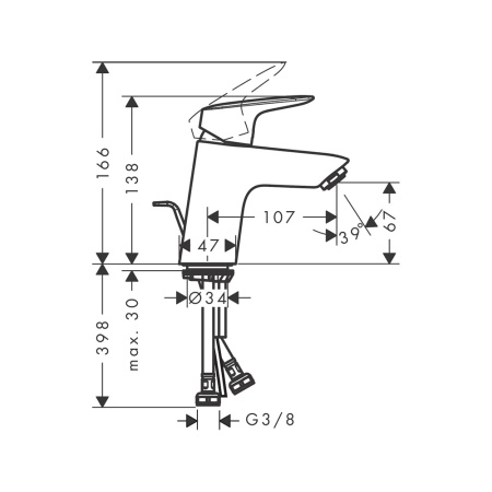 Смеситель для раковины без донного клапана Hansgrohe Logis CoolStart 71073000 хром