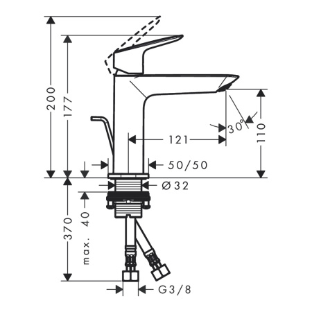 Смеситель для раковины с донным клапаном, CoolStart, Hansgrohe Logis 71254000