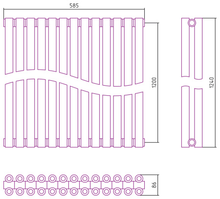 Полотенцесушитель Водяной Сунержа Эстет-00 (120х58) 13 секций Матовое Золото 032-0332-1213