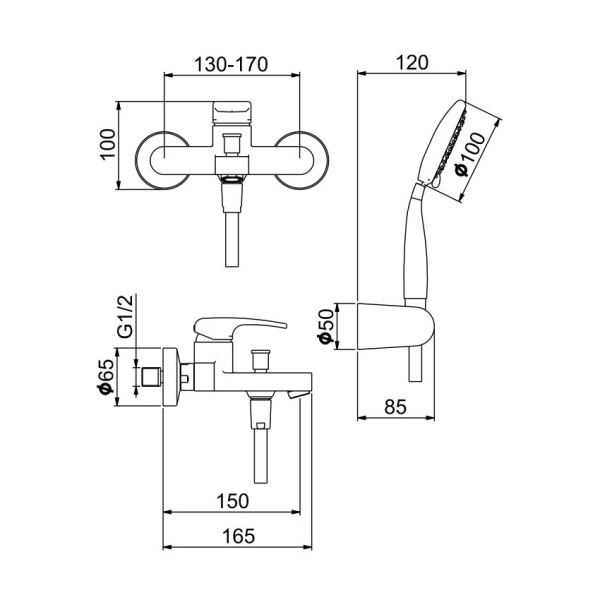 Смеситель для ванны Webert Kimono KI850101015, хром