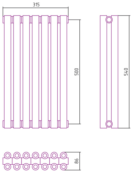 Полотенцесушитель Водяной Сунержа Эстет-00 (50х31) 7 секций Матовый Черный 31-0332-5007