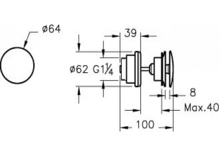 Донный клапан для раковин (нажимной) Vitra Syphon A45149, хром 