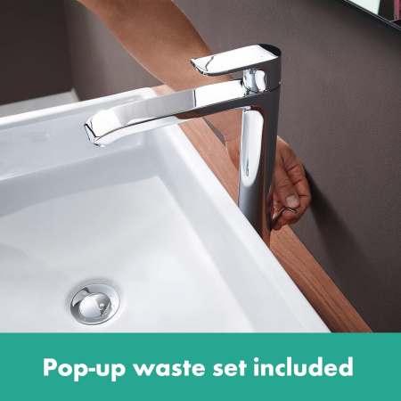 Смеситель для раковины с донным клапаном Hansgrohe Metris 31082000 хром