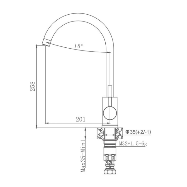 Смеситель для кухни Haiba HB71304-3 Смеситель для кухни Haiba HB71304-3