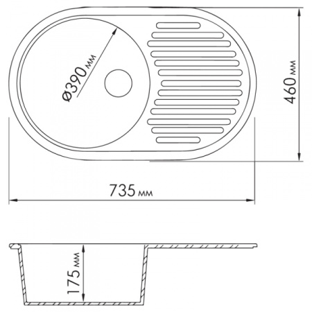 Кухонная мойка овальная, бежевая Rossinka RS74-46RW-Beige