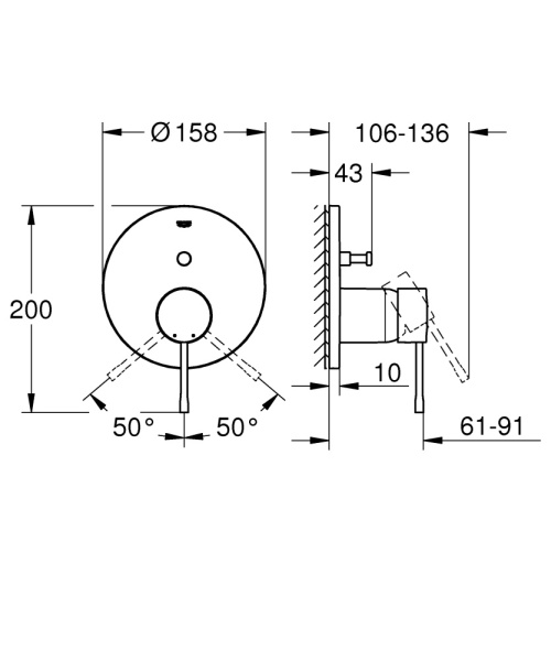 Смеситель для ванны однорычажный Grohe Essence New 24058 001 (24058001) хром