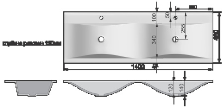 Полувстраиваемая  раковина RAVAL Twins  Pul.08.140/W