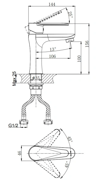 Смеситель для раковины RUSH Denis DN0335-11