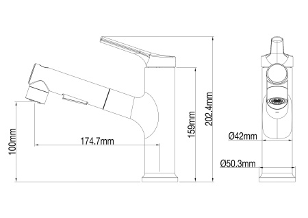 Смеситель для раковины с выдвижным изливом WONZON & WOGHAND, хром WW-A40862-CR