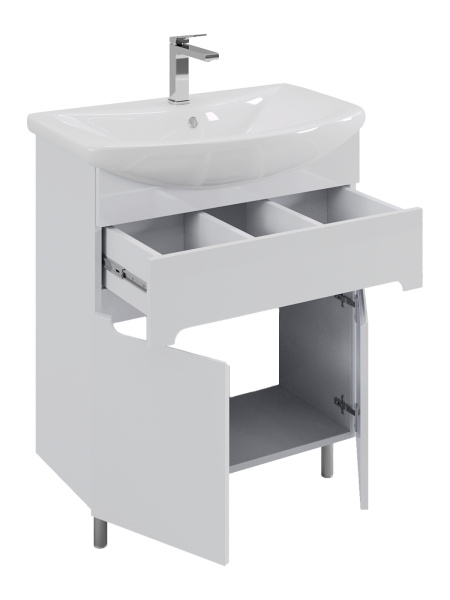 Тумба с раковиной Orange TOPLINE-Rio TR70-03E+RA напольная, белый глянец