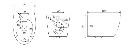 Унитаз подвесной безободковый с креплением Art&Max IMOLA AM217CHR (без сиденья)