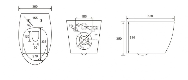 Унитаз подвесной безободковый с креплением Art&Max IMOLA AM217CHR (без сиденья)
