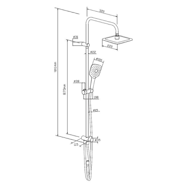 Душевая стойка Damixa RedBlu  Origin Evo 978200000 Душевая стойка Damixa RedBlu  Origin Evo 978200000