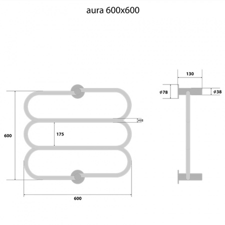 Полотенцесушитель электрический  Energy AURA  60x60 EETR0AURA0606000000
