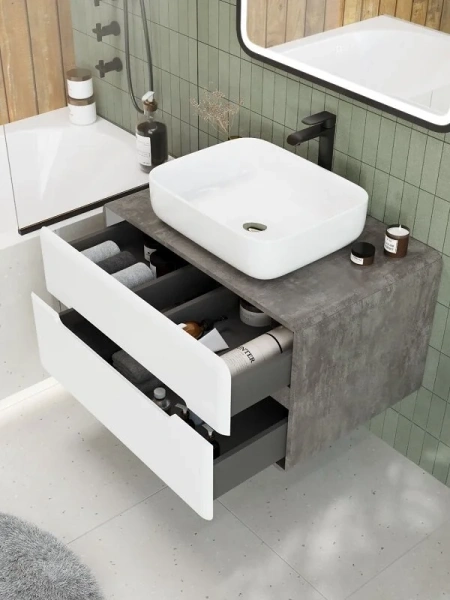 Тумба без раковины Art&Max Genova AM-Genova-800-2C-SO-BC бетон бромо