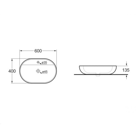 Раковина накладная (60х40) Vincea VBS-122 белый
