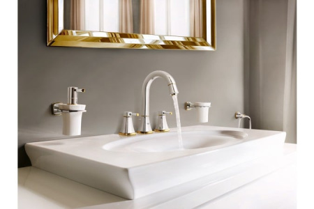 Смеситель для раковины на 3 отверстия Grohe Grandera 20389 IG0 (20389IG0) хром/золото