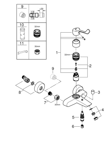 Смеситель для ванны Grohe Eurosmart New 25243 003 (25243003) хром
