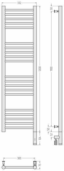 Полотенцесушитель электрический (120х30) Сунержа Богема 3.0 31-5805-1230 правый