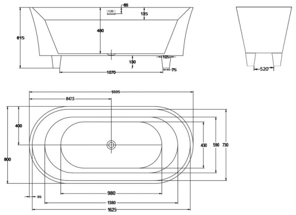 Ванна акриловая BelBagno BB40-1700-MARINE Ванна акриловая BelBagno BB40-1700-MARINE