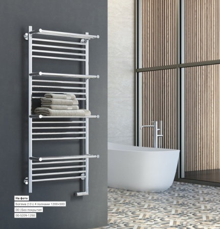 Полотенцесушитель Электрический Cунержа Богема с полкой 2.0 Правый (1200x400) Матовый БЕЛЫЙ 30-5209-1240